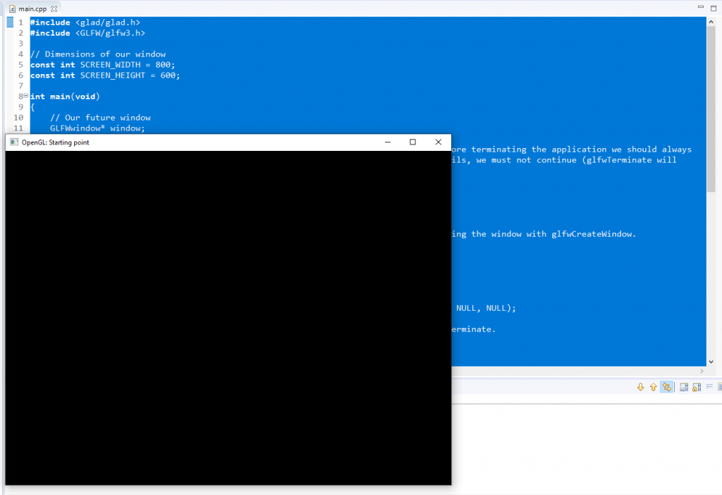 GLFW minimal window running from Eclipse CDT