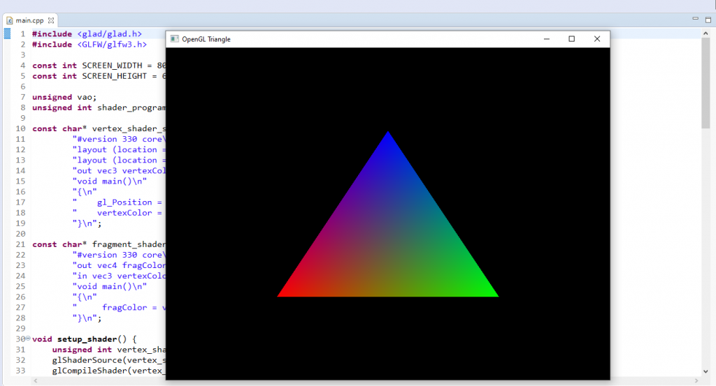 Triangle rendered with OpenGL